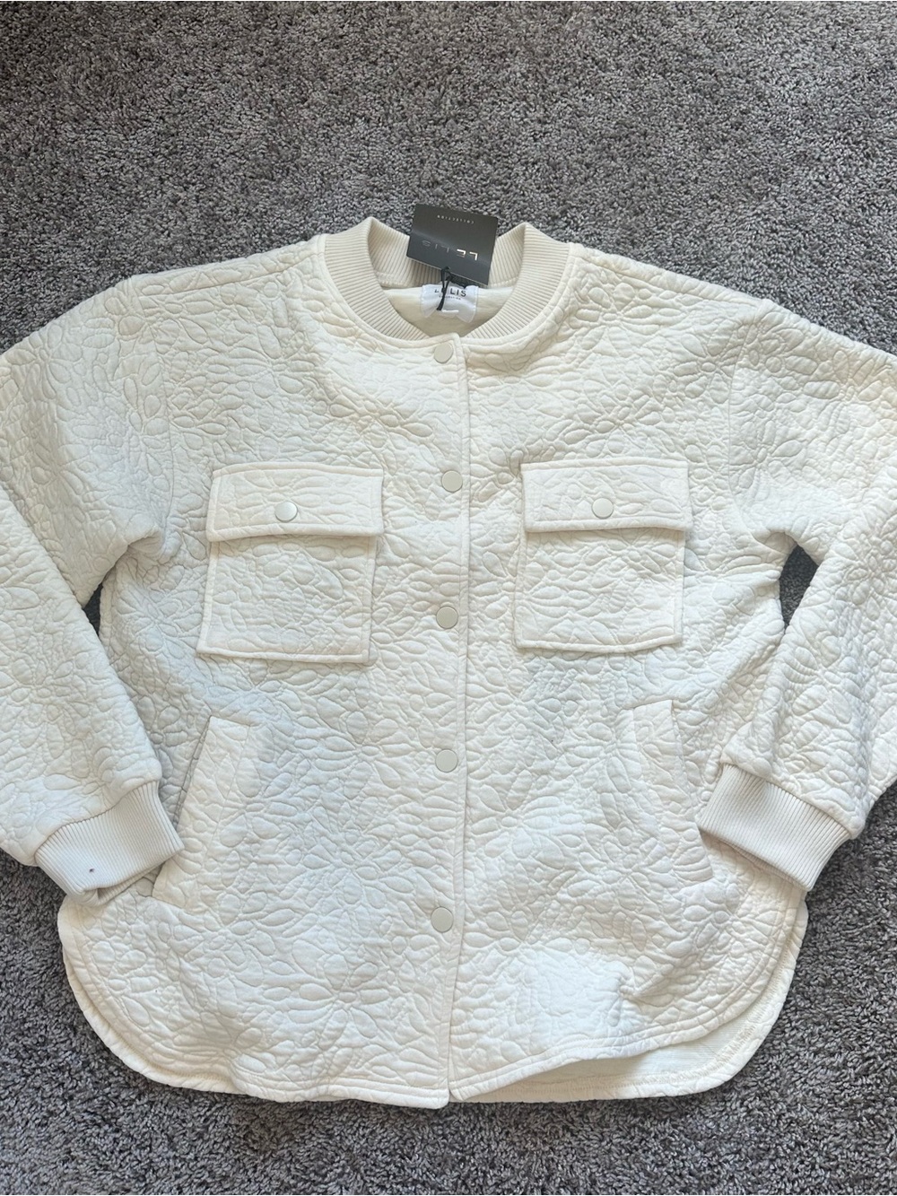 Le Lis Ivory Quilted Bomber Jacket